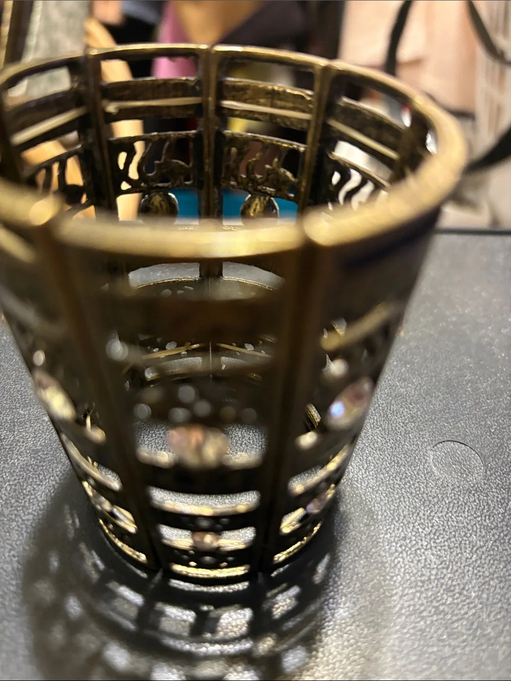 Decorative Gold-Tone Crystal Accent Candle Holder - Home Accents